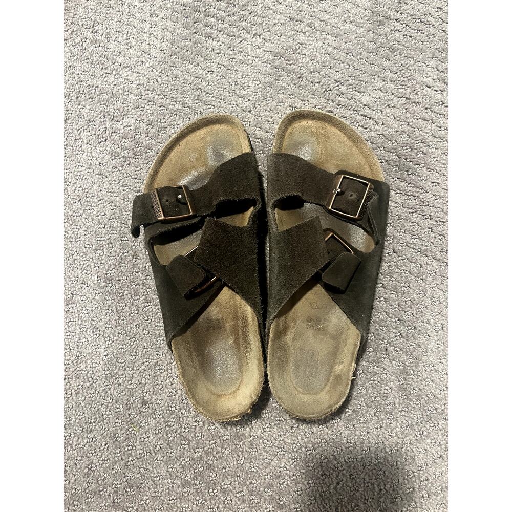 Birkenstock Arizona Two-Strap Sandals Suede Leather Soft Footbed Mocha Color